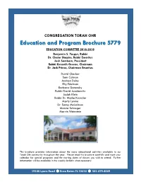 CONGREGATION TORAH OHR Education and Program Brochure