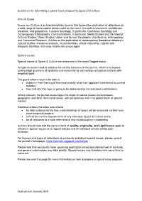 Guidelines for Submitting a Special Issue Proposal to Space and Culture