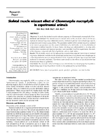 Skeletal Muscle Relaxant Effect of Skeletal Muscle Relaxant Effect Of