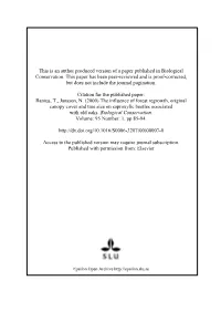 This Is an Author Produced Version of a Paper Published in Biological Conservation