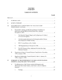 Vol I Table of Contents