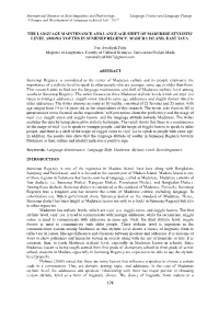 178 the Language Maintenance and Language Shift Of
