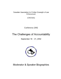2002 Moderator and Speaker Biographies