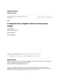 A Categorical View on Algebraic Lattices in Formal Concept Analysis
