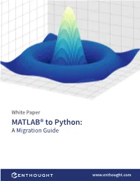 Matlab®To Python: a Migration Guide 6