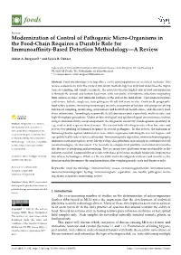 Modernization of Control of Pathogenic Micro-Organisms in the Food-Chain Requires a Durable Role for Immunoafﬁnity-Based Detection Methodology—A Review