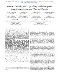 Network-Based Genetic Profiling, and Therapeutic Target Identification Of