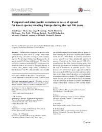 Temporal and Interspecific Variation in Rates of Spread for Insect Species Invading Europe During the Last 200 Years