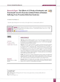 The Effects of 12 Weeks of Systematic and Functional Corrective Exercises on Body Posture of Students Suffering from Pronation Distortion Syndrome