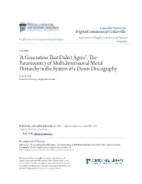 The Paramountcy of Multidimensional Moral Hierarchy in the System of a Down Discography Jesse A
