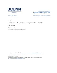 Hamilton: a Musical Analysis of Ensemble Function Matthew L