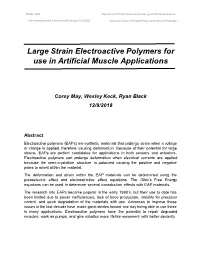 Large Strain Electroactive Polymers for Use in Artificial Muscle Applications