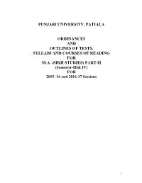 MA Sikh Studies Part