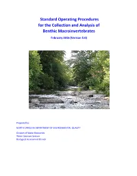 Standard Operating Procedures for the Collection and Analysis of Benthic Macroinvertebrates February 2016 (Version 5.0)