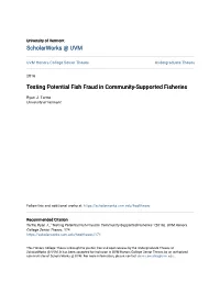 Testing Potential Fish Fraud in Community-Supported Fisheries