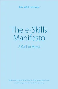 The E-Skills Manifesto a Call to Arms