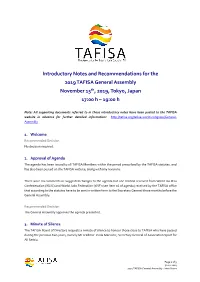 2019 TAFISA GA Intro Notes