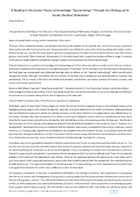 A Reading in the Zionist Theory of Knowledge “Epistemology” Through the Writings of Ye- Houda Shenhav Shahrabani