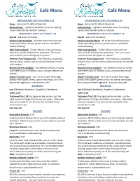 Café Menu Café Menu