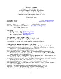 Michael C. Munger Director, PPE Program, Duke University Curriculum Vitae