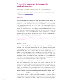 Prospecting a Systemic Design Space for Pandemic Response