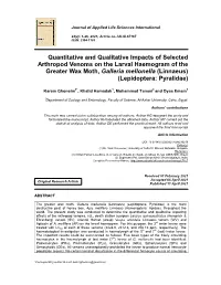 Quantitative and Qualitative Impacts of Selected Arthropod Venoms on The