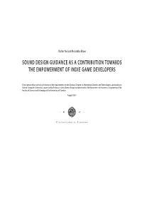 Sound Design Guidance As a Contribution Towards the Empowerment of Indie Game Developers