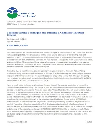 Teaching Acting Technique and Building a Character Through Cinema
