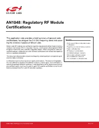 AN1048: Regulatory RF Module Certifications