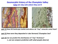 Champlain Valley (Why Are Clay Soils Where They Are?)