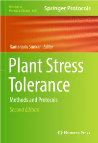 Plant Stress Tolerance Methods and Protocols Second Edition M E T H O D S I N M O L E C U L a R B I O L O G Y