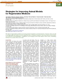 Strategies for Improving Animal Models for Regenerative Medicine