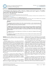 A Preliminary Investigation of the Affective, Behavioral and Cognitive