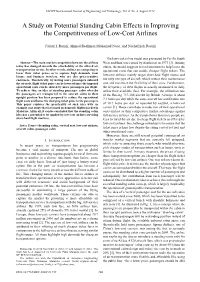 A Study on Potential Standing Cabin Effects in Improving the Competitiveness of Low-Cost Airlines