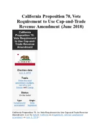 California Proposition 70, Vote Requirement to Use Cap-And