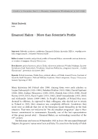 Emanuel Halicz – More Than Scientist’S Profile