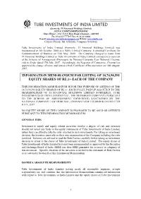 Information Memorandum of Tube