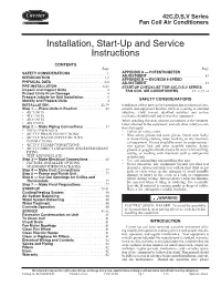 Installation, Start-Up and Service Instructions