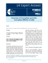 Overview of Corruption and Anti- Corruption Efforts in India