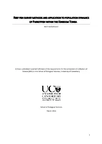 Reef Fish Survey Methods and Application to Population Dynamics of Parrotfish Within the Kingdom Tonga