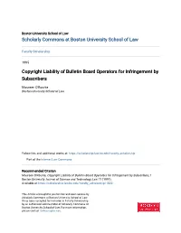 Copyright Liability of Bulletin Board Operators for Infringement by Subscribers