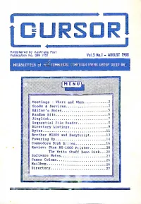 Cursor Commodore Computer Users Group QLD Vol 5 No 1 Aug 1988