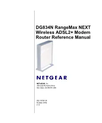 DG834N Rangemax NEXT Wireless ADSL2+ Modem Router Reference Manual