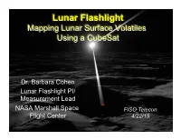 Lunar Flashlight Mapping Lunar Surface Volatiles Using a Cubesat