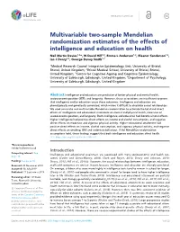 Multivariable Two-Sample Mendelian Randomization Estimates of The