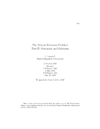 The Mutual Exclusion Problem Part II: Statement and Solutions