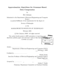 Approximation Algorithms for Grammar-Based