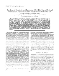 Bicyclomycin Sensitivity and Resistance Affect Rho Factor-Mediated Transcription Termination in the Tna Operon of Escherichia Coli