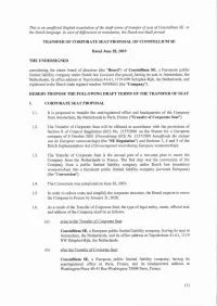 Hereby Propose the Following Draft Terms of the Transfer of Seat