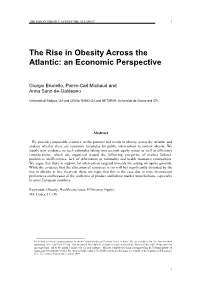 The Rise in Obesity Across the Atlantic: an Economic Perspective